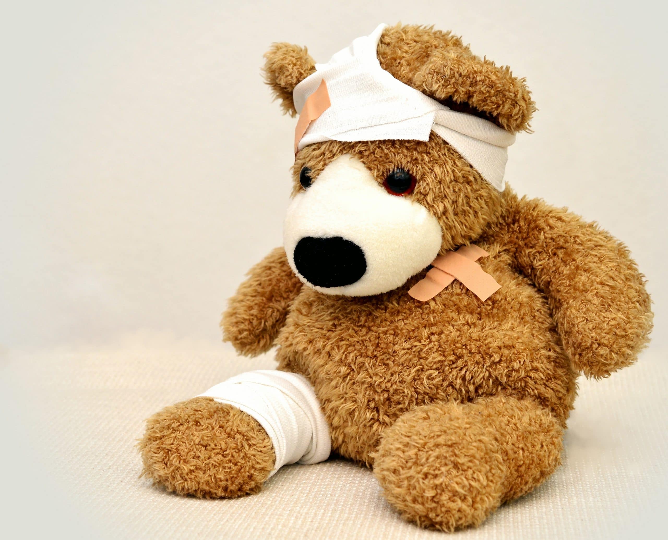 teddy bear representing someone who has sustained an on the job injury